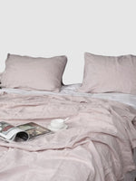 Drap plat en lin 200x230 - Rose