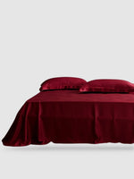 Drap plat en soie naturelle 245x250 - Rouge