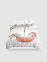 housse de couette 1 place motif lapin - 135x200cm 2PCS