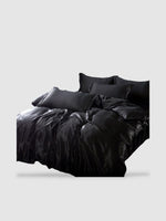Parure de lit en soie 180x220 - Noir