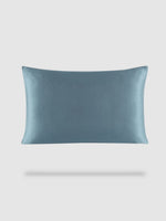 housse de coussin soie de murier 50x70 - Bleu océan