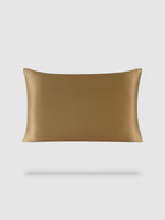 housse de coussin soie de murier 50x70 - Vert moutarde