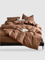 housse de couette 100 microfibre Marron