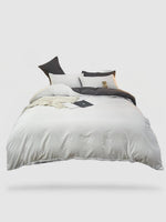 housse de couette couleur unie 140x200 - Blanc/gris