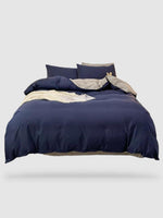 housse de couette couleur unie 140x200 - Bleu foncé/gris