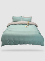 housse de couette 140x200 couleur uni Bleu pastel/gris