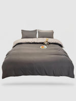 housse de couette couleur unie 140x200 - Gris clair/gris