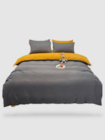 housse de couette couleur unie 140x200 - Gris/jaune