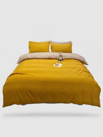 housse de couette 140x200 couleur uni Jaune/camel