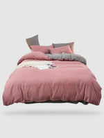 housse de couette couleur unie 140x200 - Rose/gris