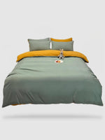 housse de couette couleur unie 140x200 - Vert/jaune