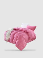 housse de couette 220x240 coton lavé Rose pastel