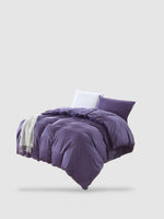 housse de couette 220x240 coton lavé Violet foncé