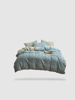 housse de couette brodée 180x220 - Bleu pastel