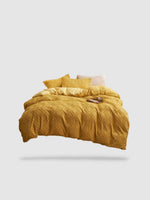 housse de couette brodée 180x220 - Jaune
