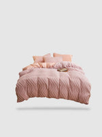 housse de couette brodée grise Rose pastel