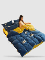 housse de couette d’hiver 150x200 - Bleu/jaune