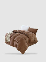 housse de couette coton lavé 180x220 - Marron