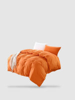 housse de couette coton lavé 180x220 - Orange