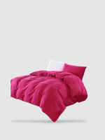 housse de couette coton lavé 180x220 - Rose