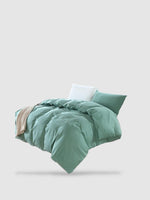 housse de couette coton lavé 180x220 - Turquoise