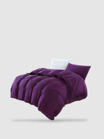 housse de couette coton lavé 180x220 - Violet