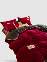 housse de couette motif hiver Rouge/gris