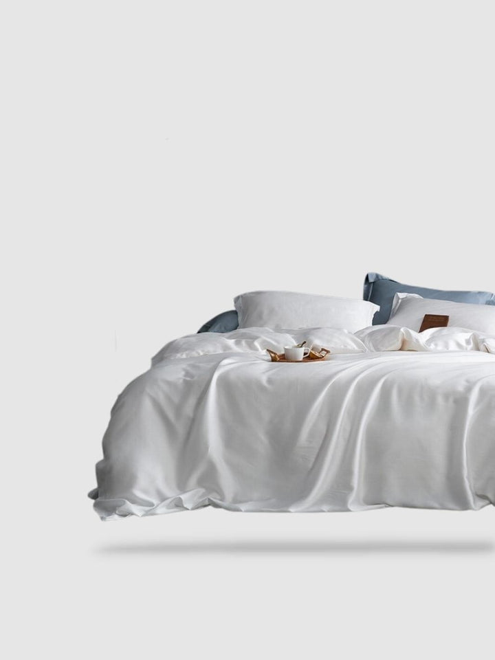 housse de couette soie rose Blanc
