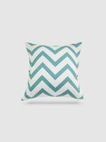 housse de coussin blanche coton 70x70 / Turquoise