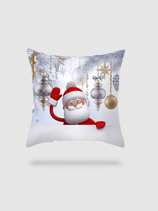 KT021.282 Housse de coussin 45x45 cm Blanc Polyester Père Noël Carré Housse  de coussin décorative