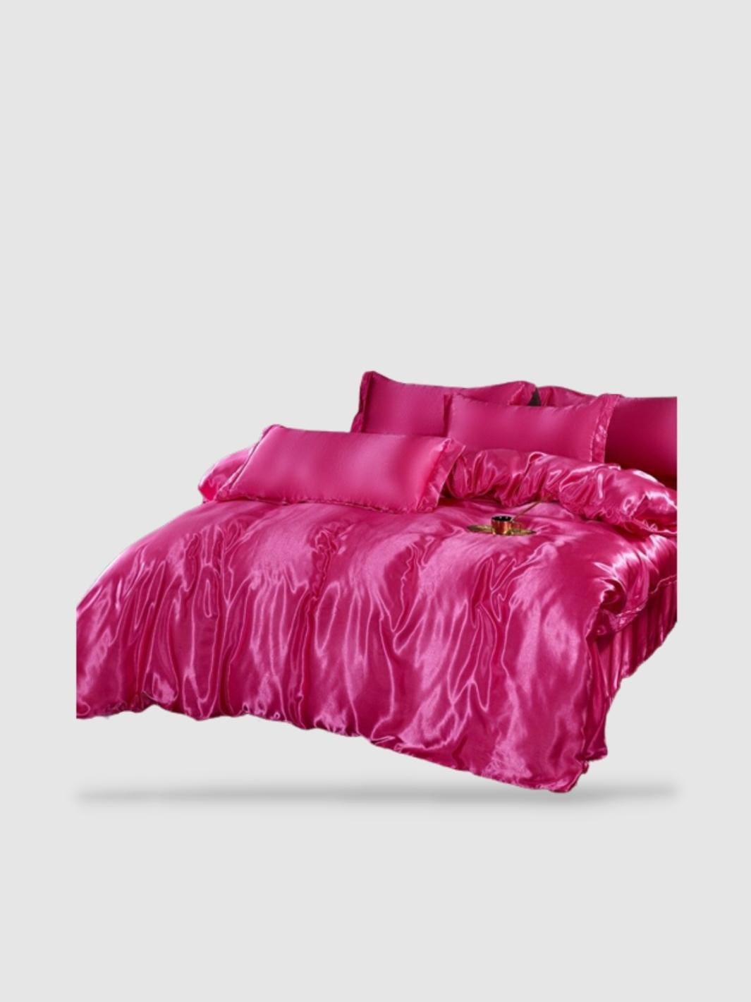 Parure de lit en soie 220x240 - Rouge rose