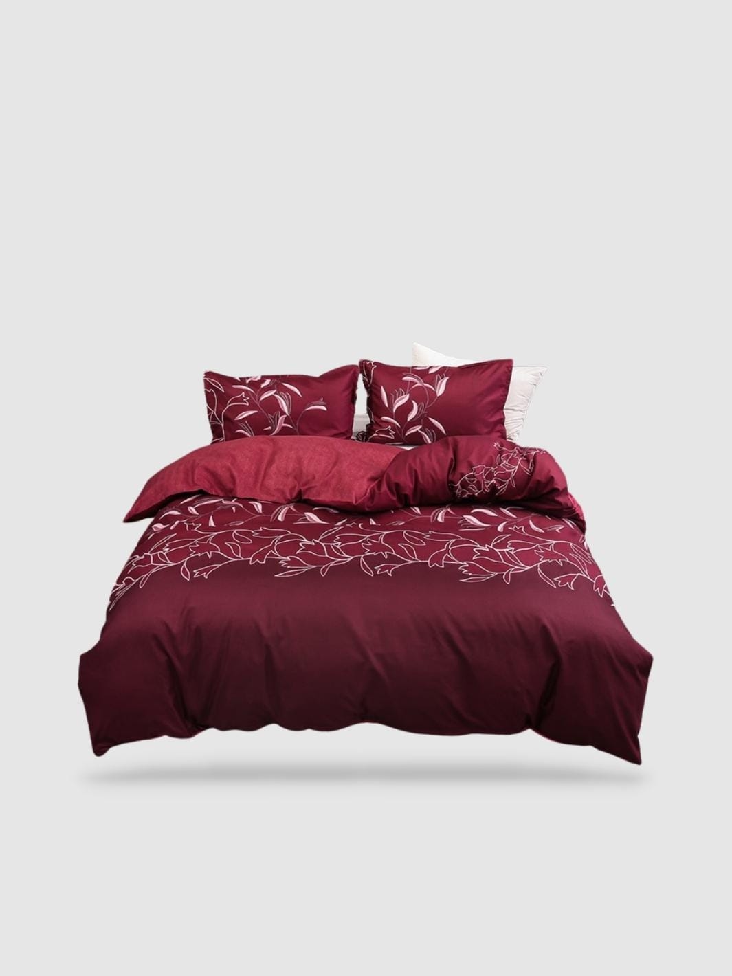 parure de lit 220x240 fleurie Rouge