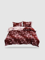 parure de lit motif Floral 220x240 - Rouge/blanc
