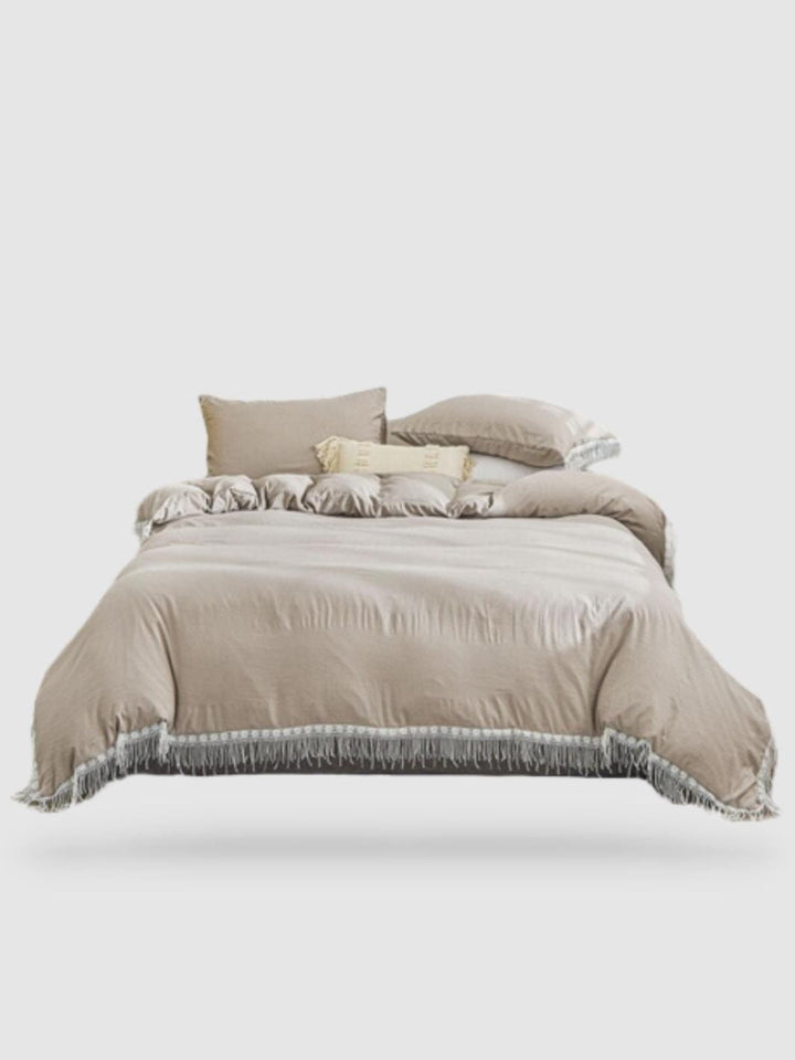 parure de lit 240x220 pompon vert Camel