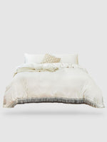 parure de lit pompon 200x200 - Blanc