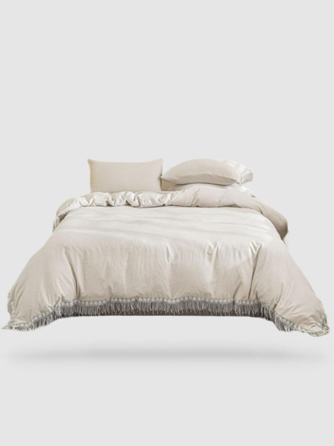 parure de lit pompon 260x220 - Gris claire