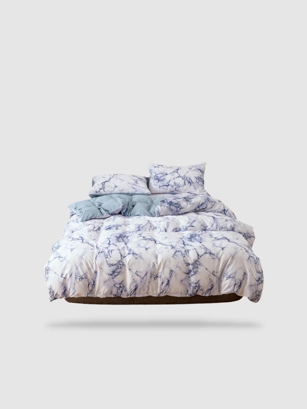 parure de lit avec couleur marbre Bleu