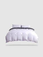 parure de lit uni 200x200 - Blanc/gris