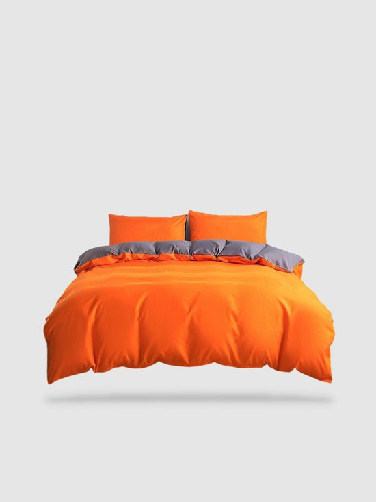 parure de lit couleur uni Orange/gris