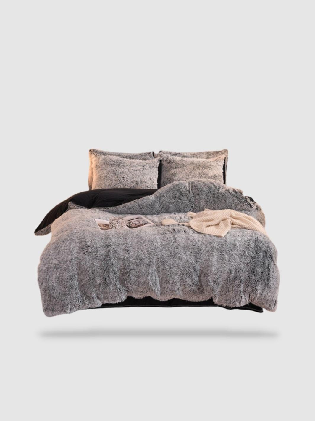 Housse De Couette 180X200 Chat En Peluche, Parure De Lit Gris Foncé,  Microfibre 3 Pièces, 3D Imprimée Parures De Lit Avec Fe[u20874]