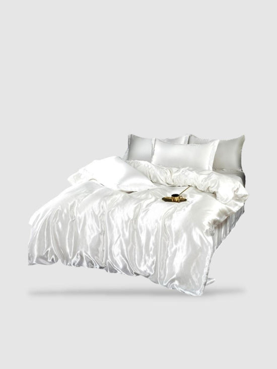parure de lit en soie 160x200 Blanc