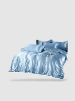 parure de lit en soie 160x200 Bleu clair