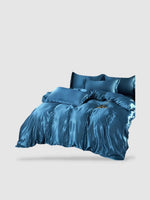 Parure de lit en soie 180x220 - Bleu nuit