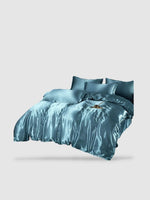 Parure de lit en soie 200x230 - Bleu