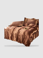 Parure de lit en soie 200x230 - Marron clair