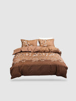 parure de lit motif Floral 220x260 - Marron