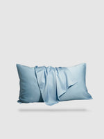 housse de coussin 100% en soie de mûrier 50x70 - Bleu