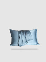 housse de coussin 100% en soie de mûrier 50x70 - Bleu clair